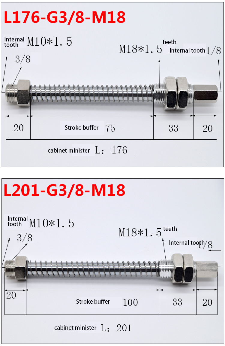 Industrial vacuum sucker l176-g3/8-m18 vacuum sucker stroke with SAB saf buffer support hardware 25/55/75/100 supplier