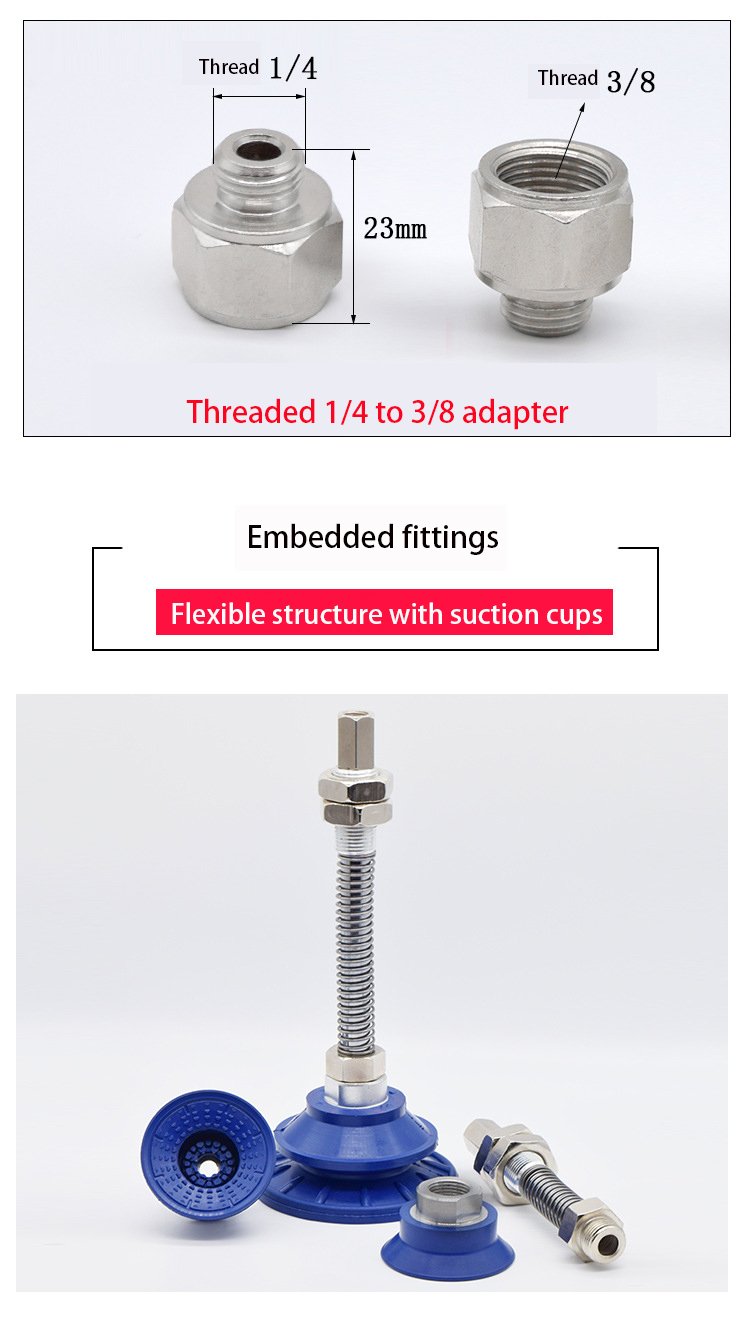 Industrial vacuum sucker l176-g3/8-m18 vacuum sucker stroke with SAB saf buffer support hardware 25/55/75/100 factory