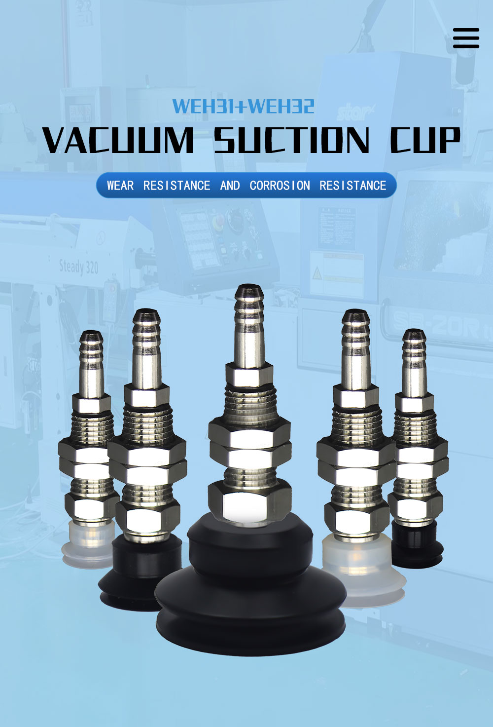 pneumatic fittings industrial M40 marble heavy duty 40mm small twist suction cup details