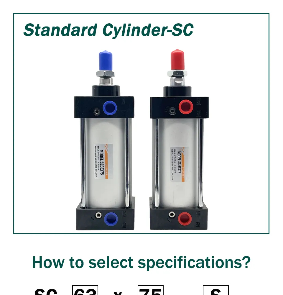 SC series And Sc-eu Series Pneumatic Air Cylinder Double Acting Type Aluminum Seal Kits Piston Cylinder With Magnet factory