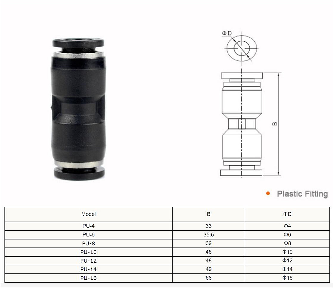 Pneumatic Machine Cylinder Parts Accessories Push to Connect Pneumatic Air Tube Fittings Connector Price 1/8 supplier