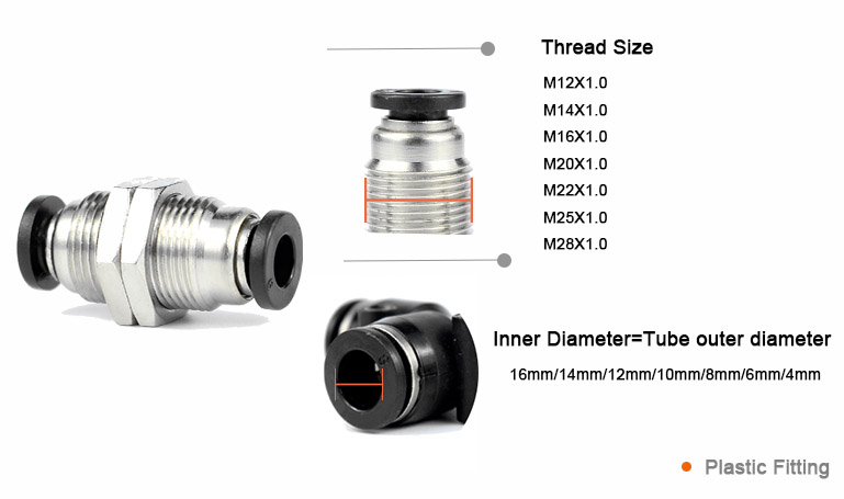 Pneumatic Machine Cylinder Parts Accessories Push to Connect Pneumatic Air Tube Fittings Connector Price 1/8 manufacture