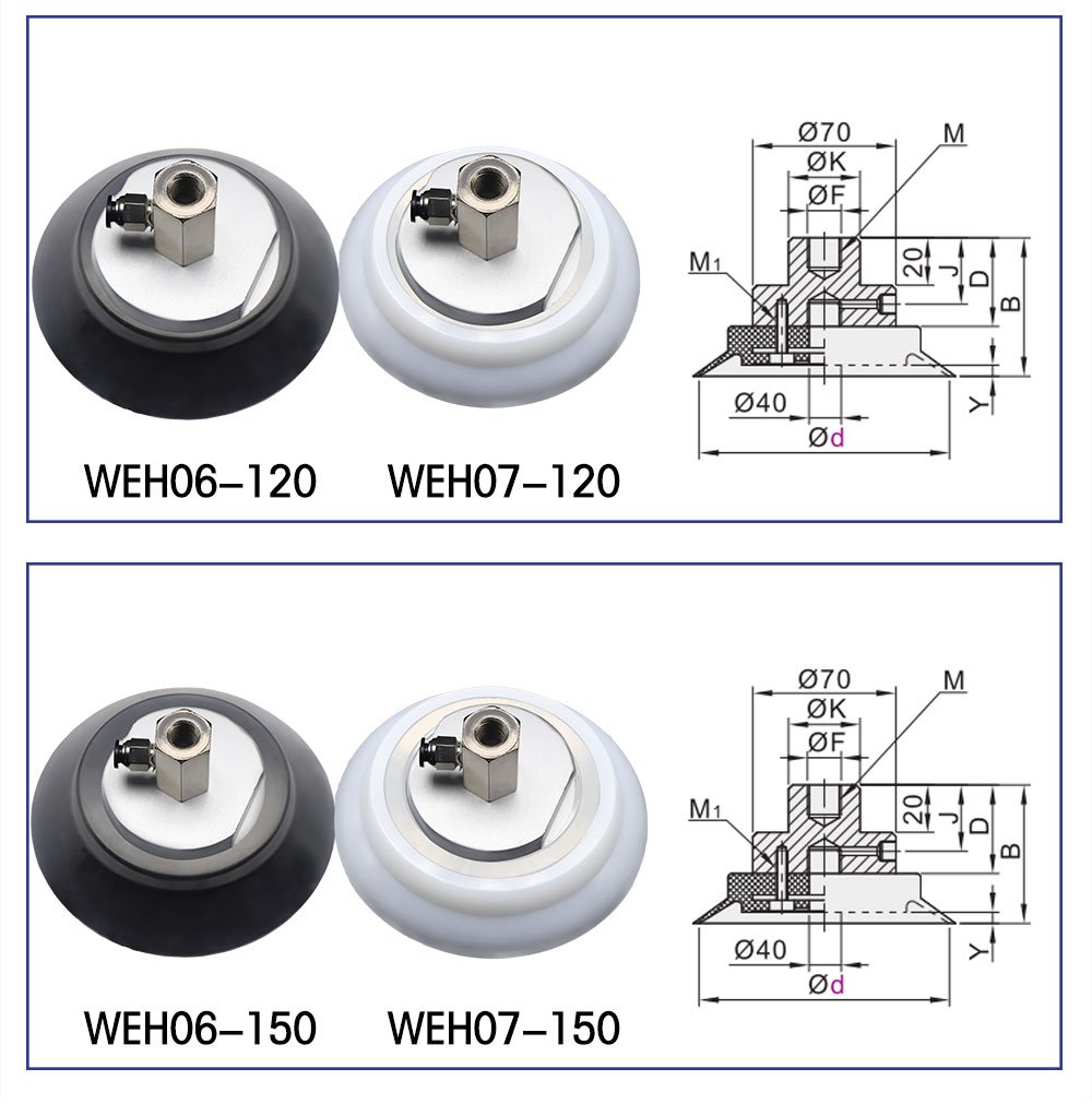 pneumatic fittings industrial M120 c-cup silicone cup suction heavy-duty sucker suction cup details