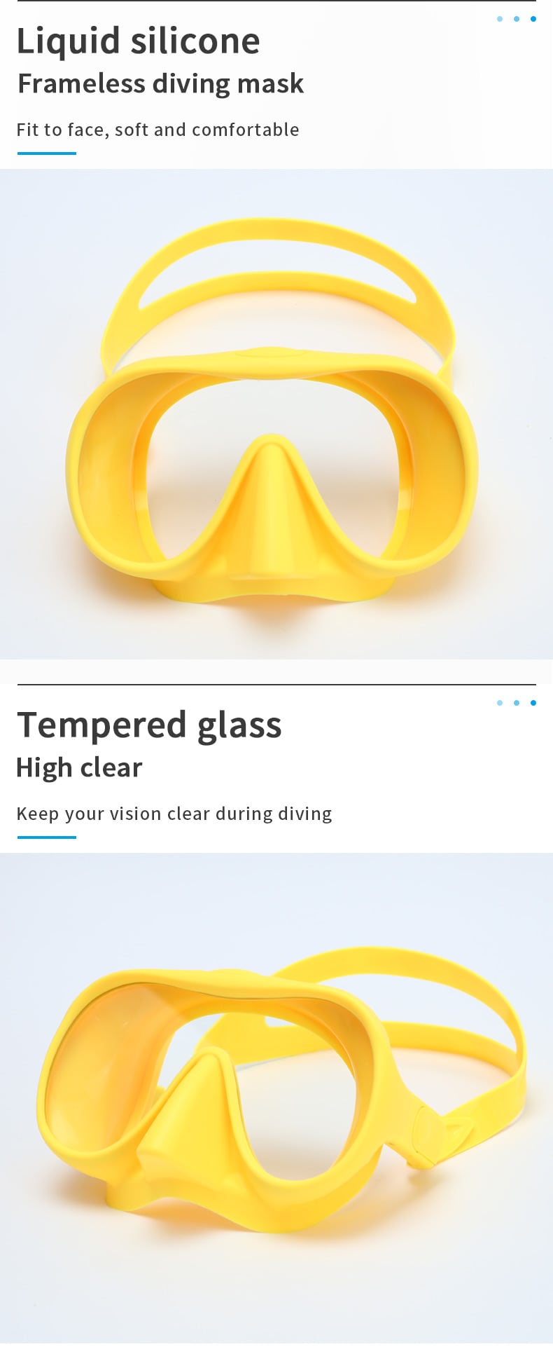 Diving equipment Frameless safe glass low volume snorkel mask oval water spearfishing scuba diving mask factory