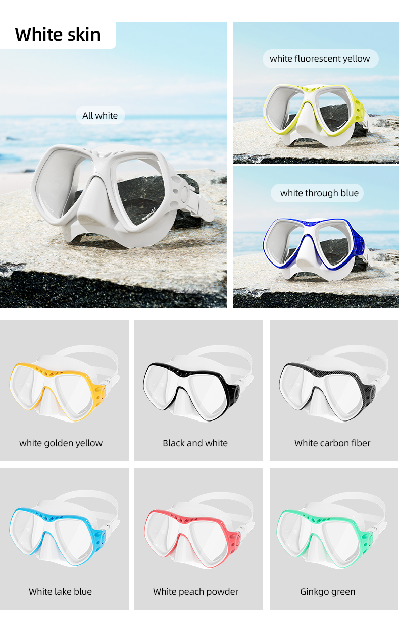Custom Hot Sale Colorful single lens Diving Mask freediving low volume Tempered Glass Scuba Mask for Diving details