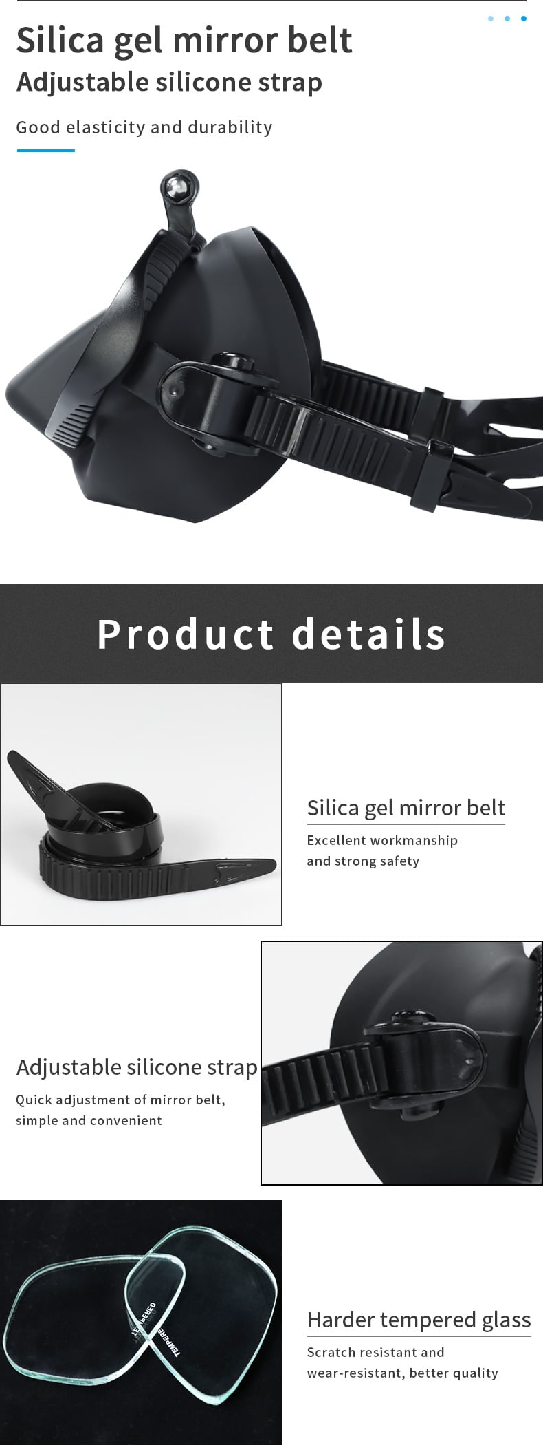 Scuba Freediving Mask with Hands Free Camera Mount details