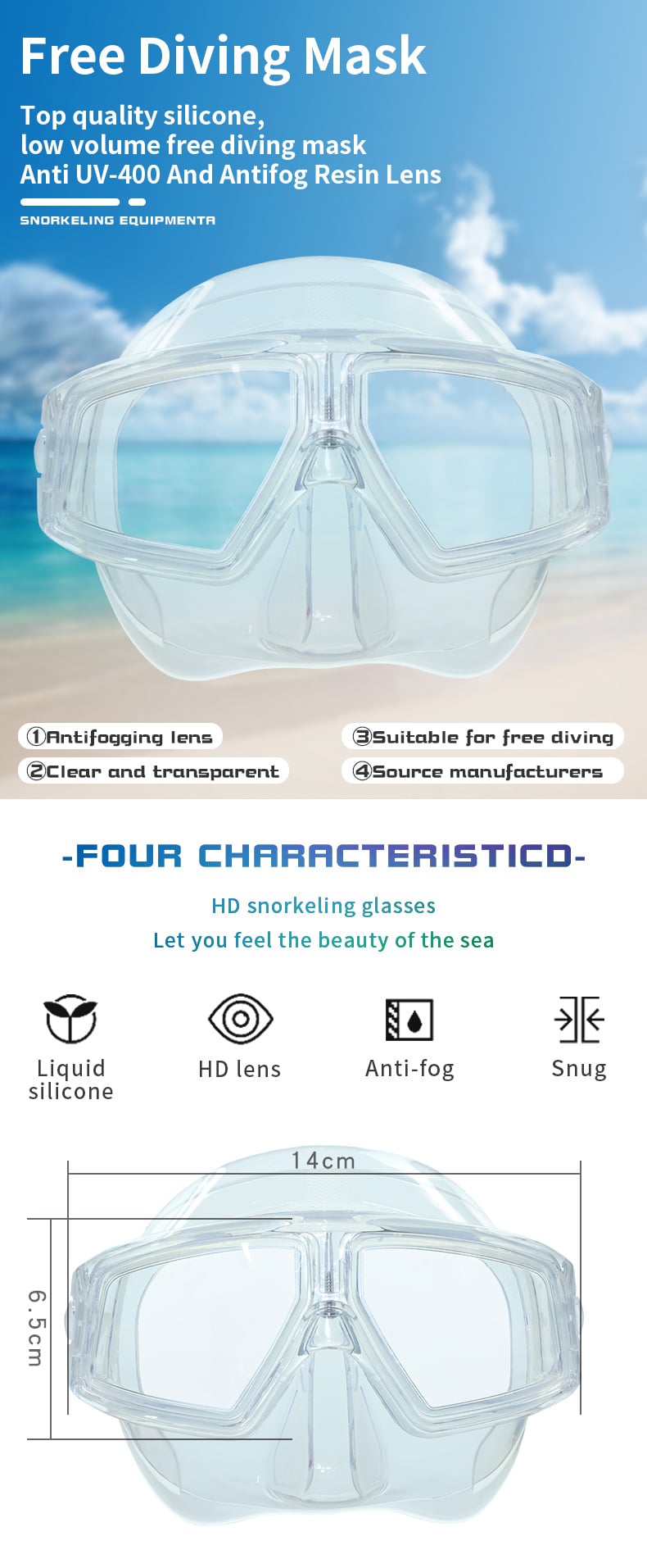 Light type Resin Lens Anti-Fog Free Diving Mask factory