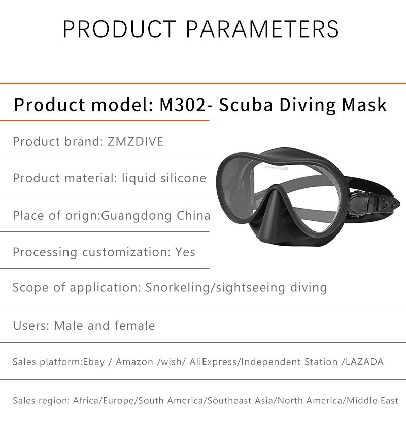 ZMZ DIVE coated Tempered Glass single lens scuba diving Goggles Dry Top snorkeling Mask and Snorkel Set factory
