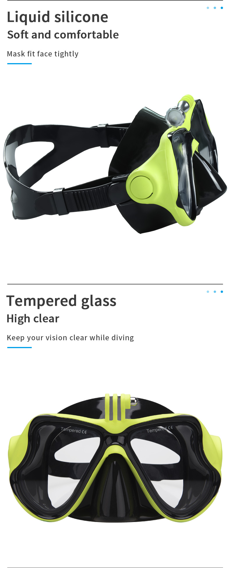 Silicone Diving Mask with Go Pro Camera Mount supplier