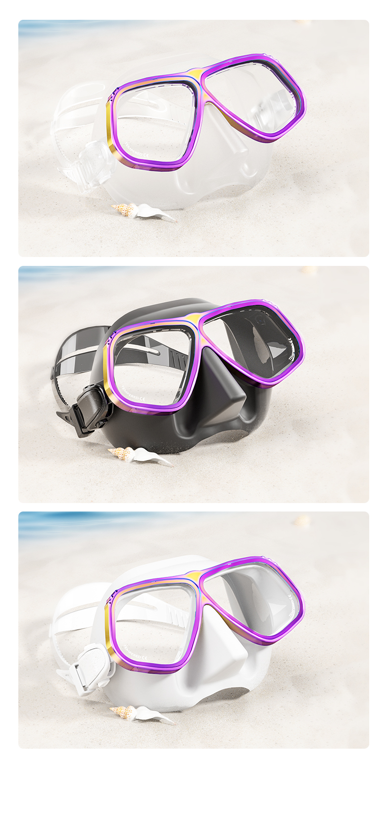 Low Volume Black and Transparent Silicone Free diving Mask manufacture