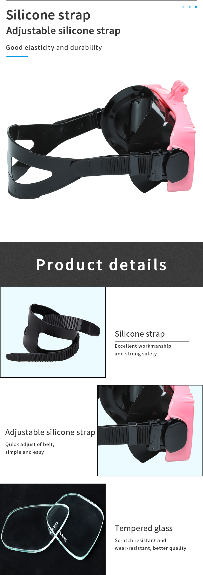 Professional Underwater Diving Mask with GoPro Mount details