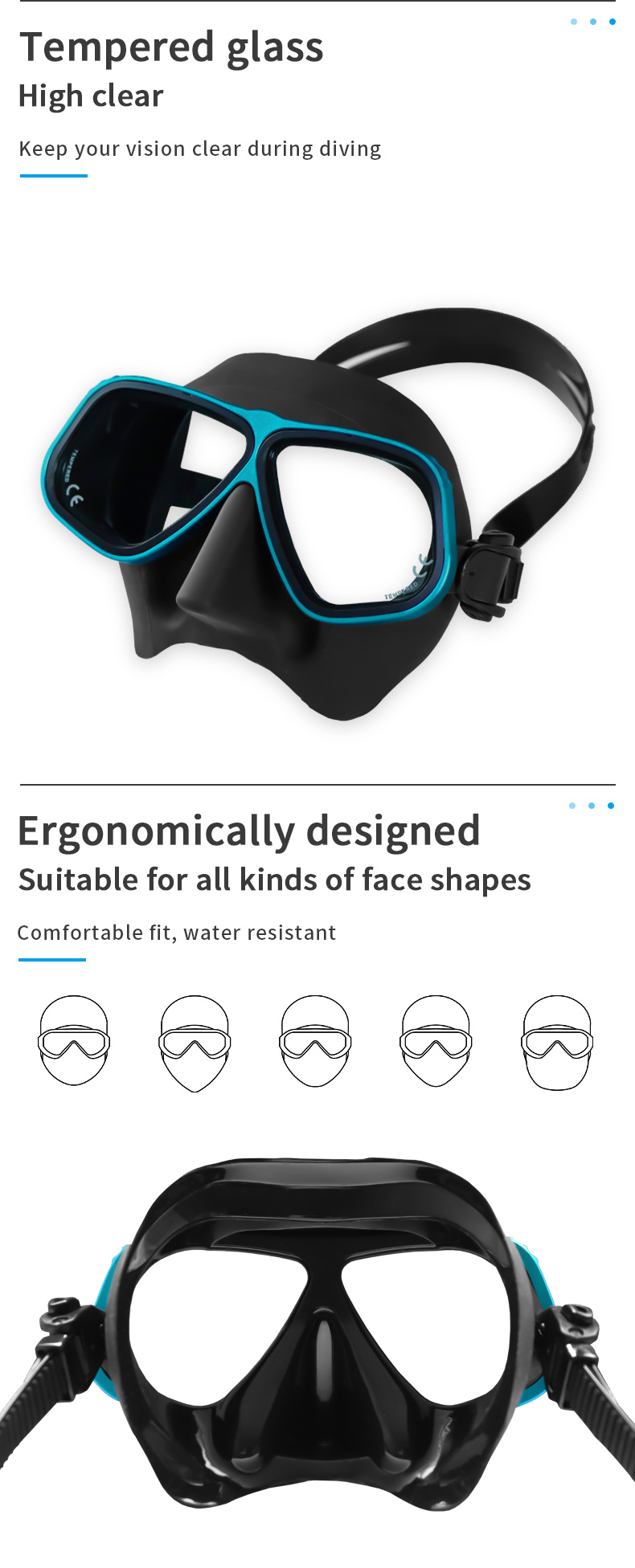 Low Volume Black and Transparent Silicone Free diving Mask factory