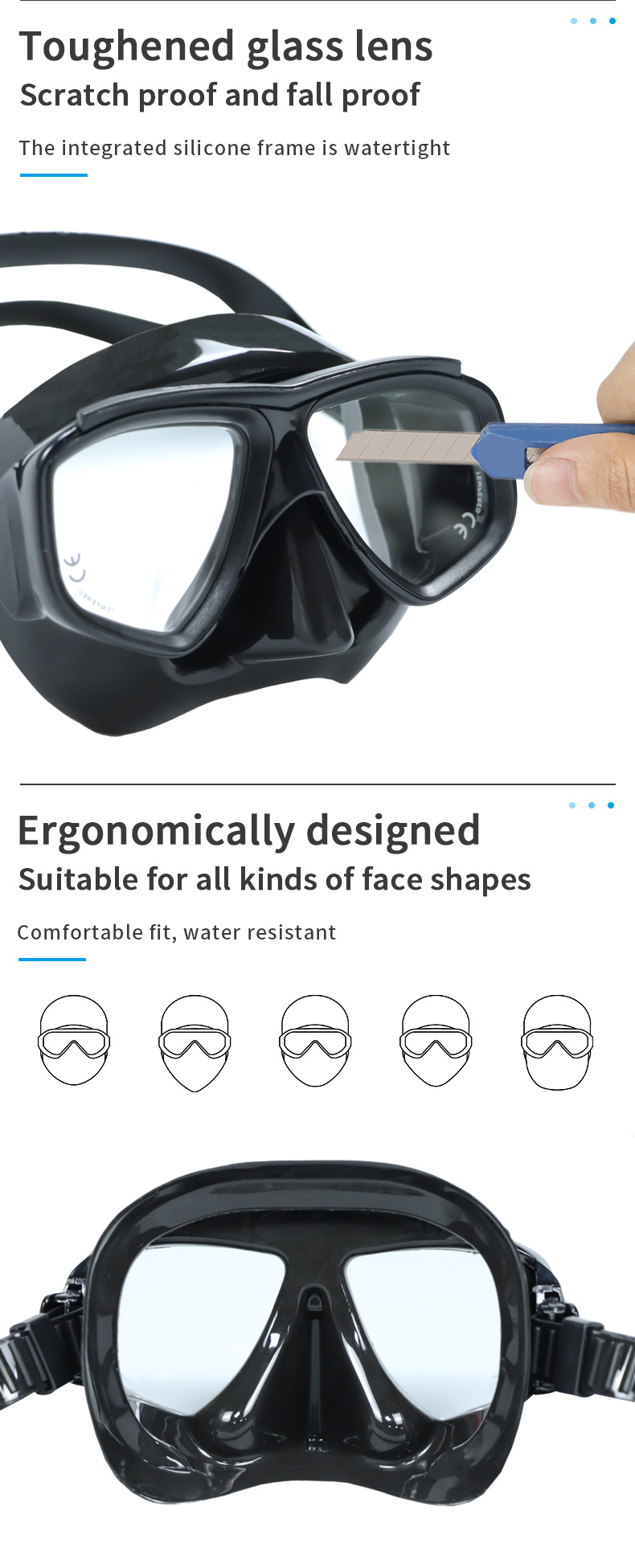 Custom Adult Swim Mask Underwater Tempered Glass Diving Equipment Snorkeling Scuba Mask supplier