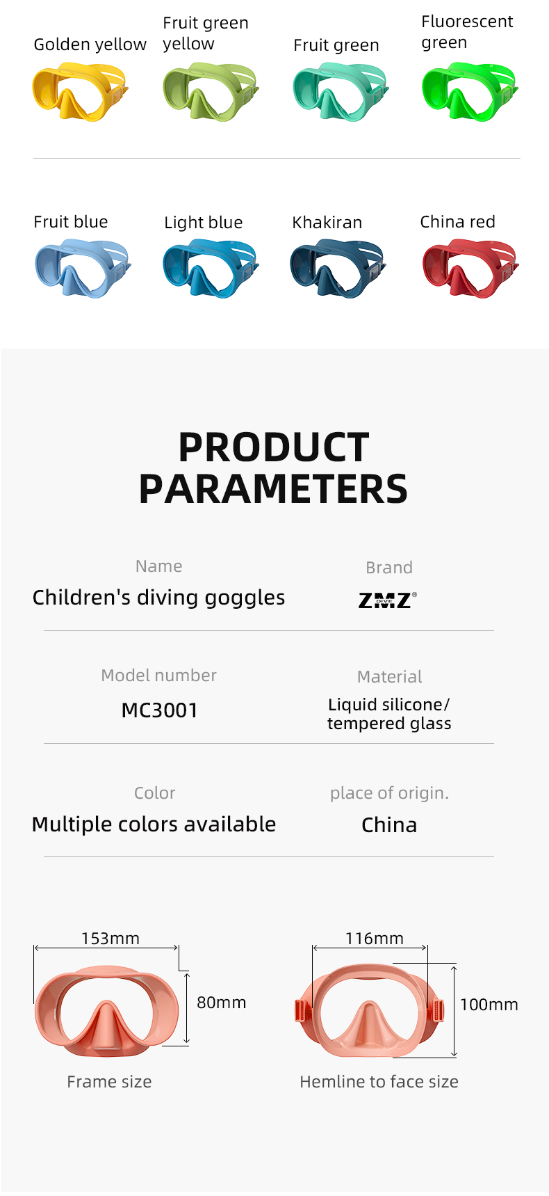Anti Leak Kids Swim Diving Goggles Glasses Snorkel Gear Adults Tempered Glass Snorkel Diving Mask manufacture