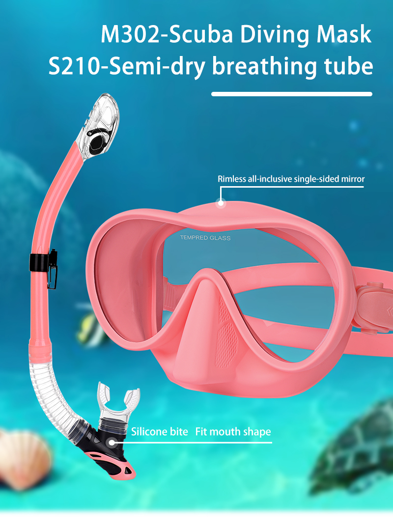 ZMZ DIVE coated Tempered Glass single lens scuba diving Goggles Dry Top snorkeling Mask and Snorkel Set details
