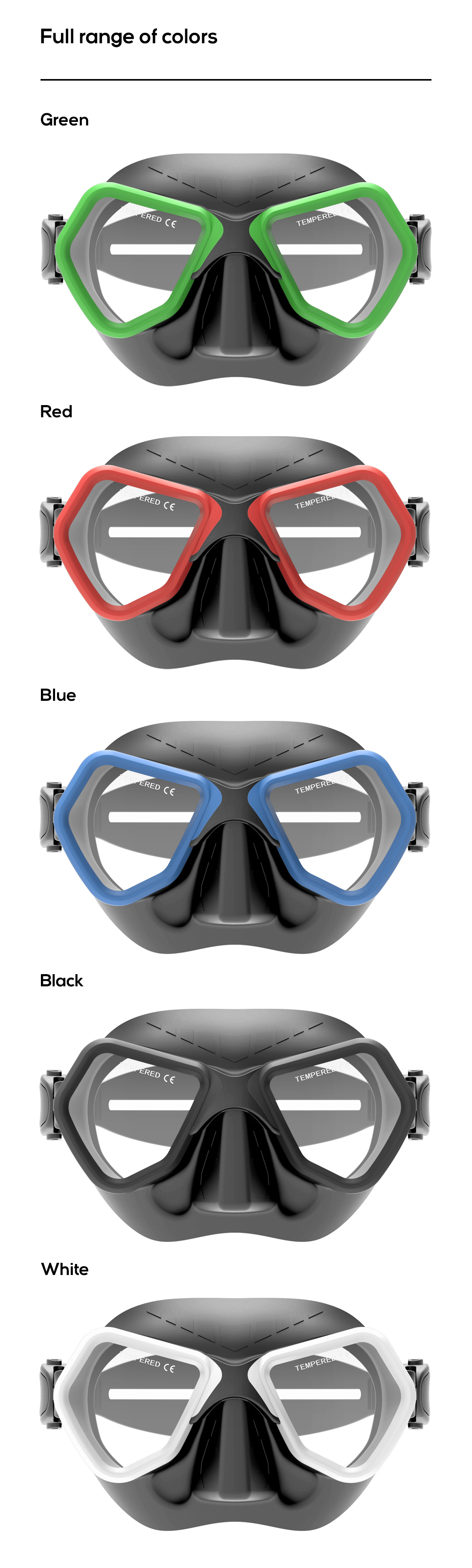 Anti-fog Toughened Glass Free Diving Mask Snorkel Set manufacture