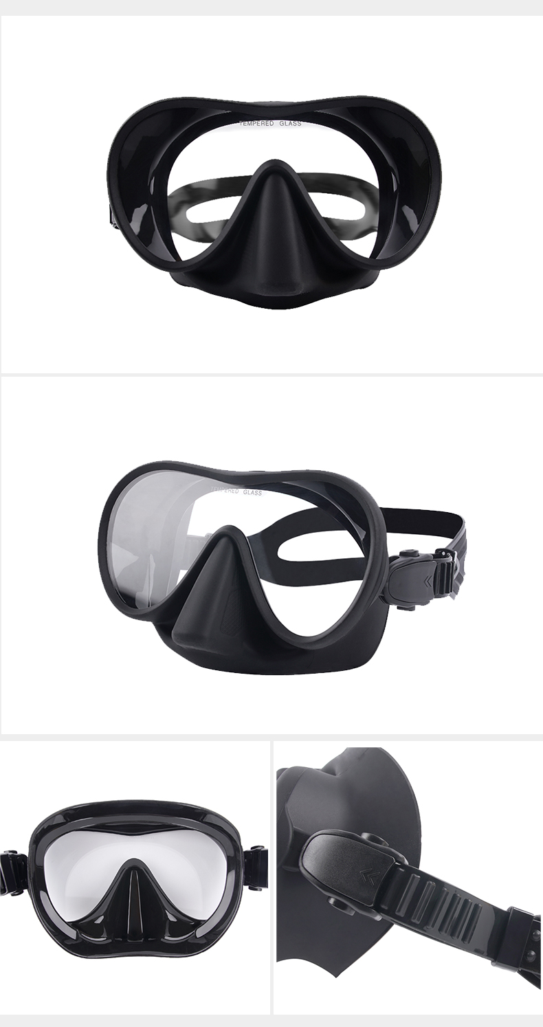 New all-inclusive silicone diving goggles solid color single-sided diving mask free diving mask manufacture
