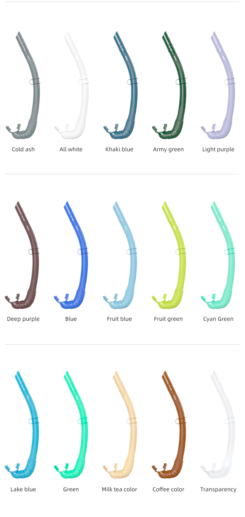 Top Selling Portable Full Silicone Scuba Free Diving Wet Snorkel Tube for Adult details