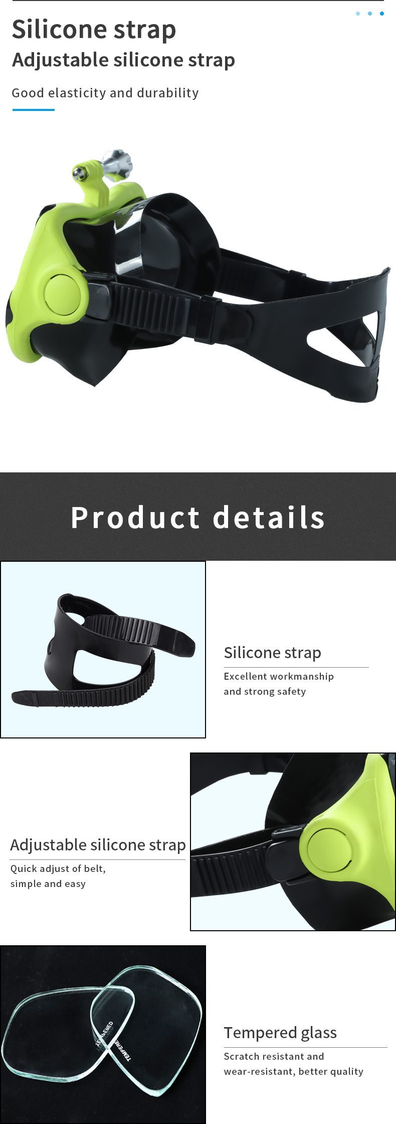 Silicone Diving Mask with Go Pro Camera Mount supplier