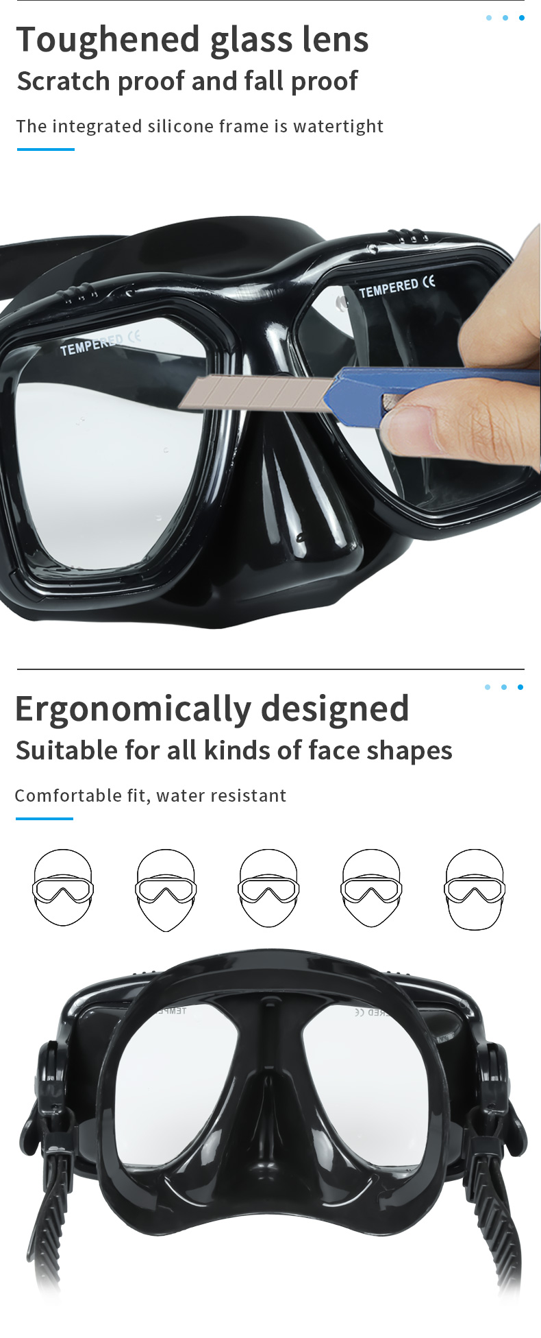 High Quality Snorkel Mask Origin Tempered Glass Diving Mask Swimming Sports Training  Spearfishing Diving Mask manufacture
