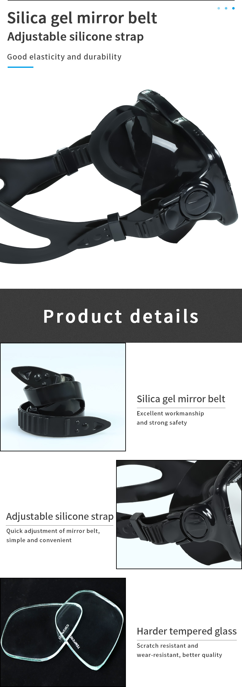 High Quality Snorkel Mask Origin Tempered Glass Diving Mask Swimming Sports Training  Spearfishing Diving Mask details