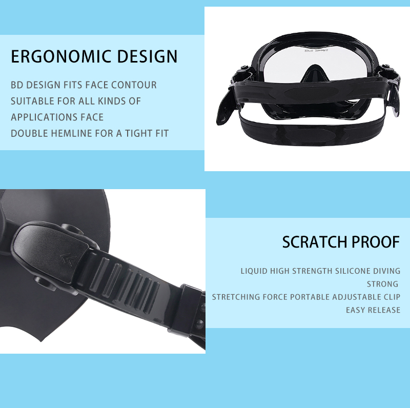 ZMZ DIVE coated Tempered Glass single lens scuba diving Goggles Dry Top snorkeling Mask and Snorkel Set factory