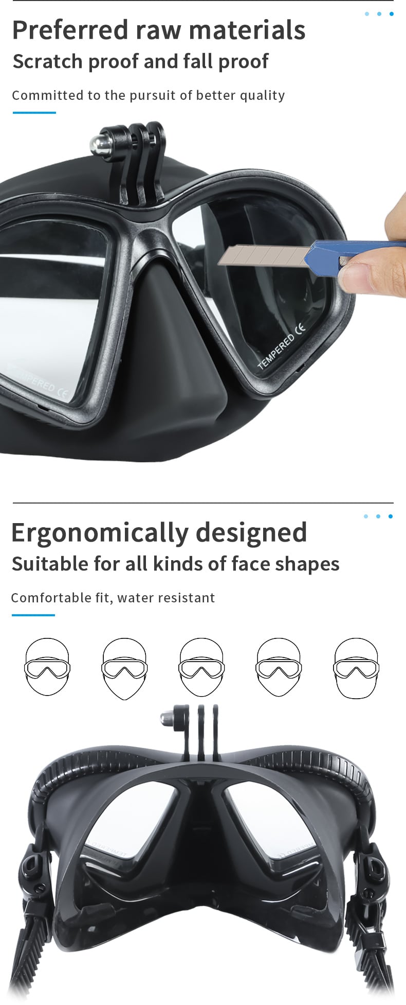 Scuba Freediving Mask with Hands Free Camera Mount manufacture