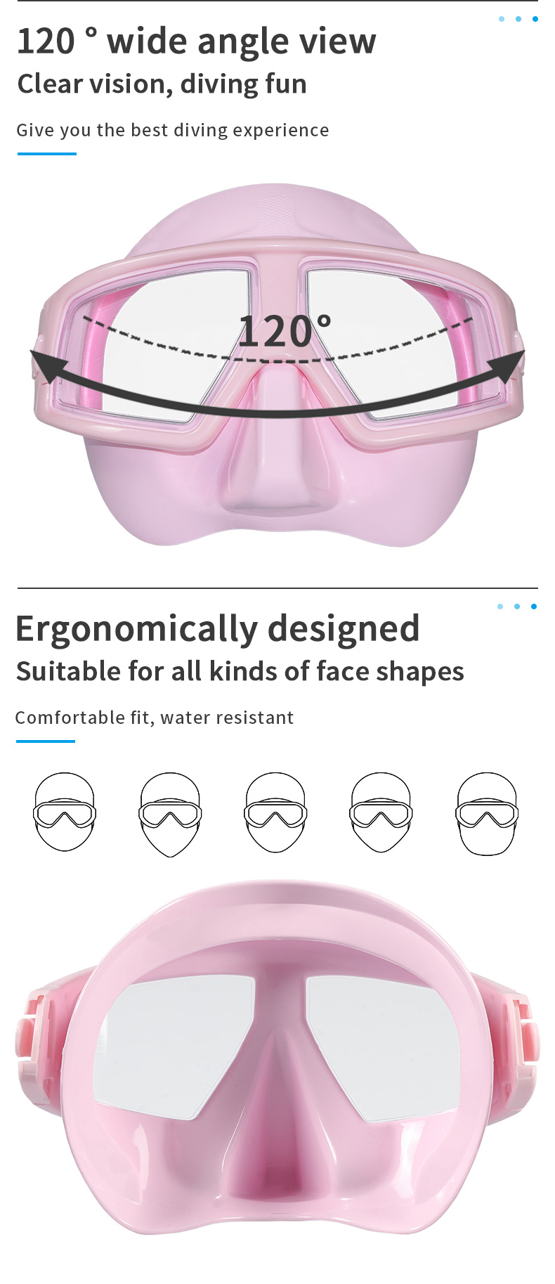 2023 Best Selling Product Silicone PC Material UV Resistant Anti-fog Transparent Freediving Diving Mask details