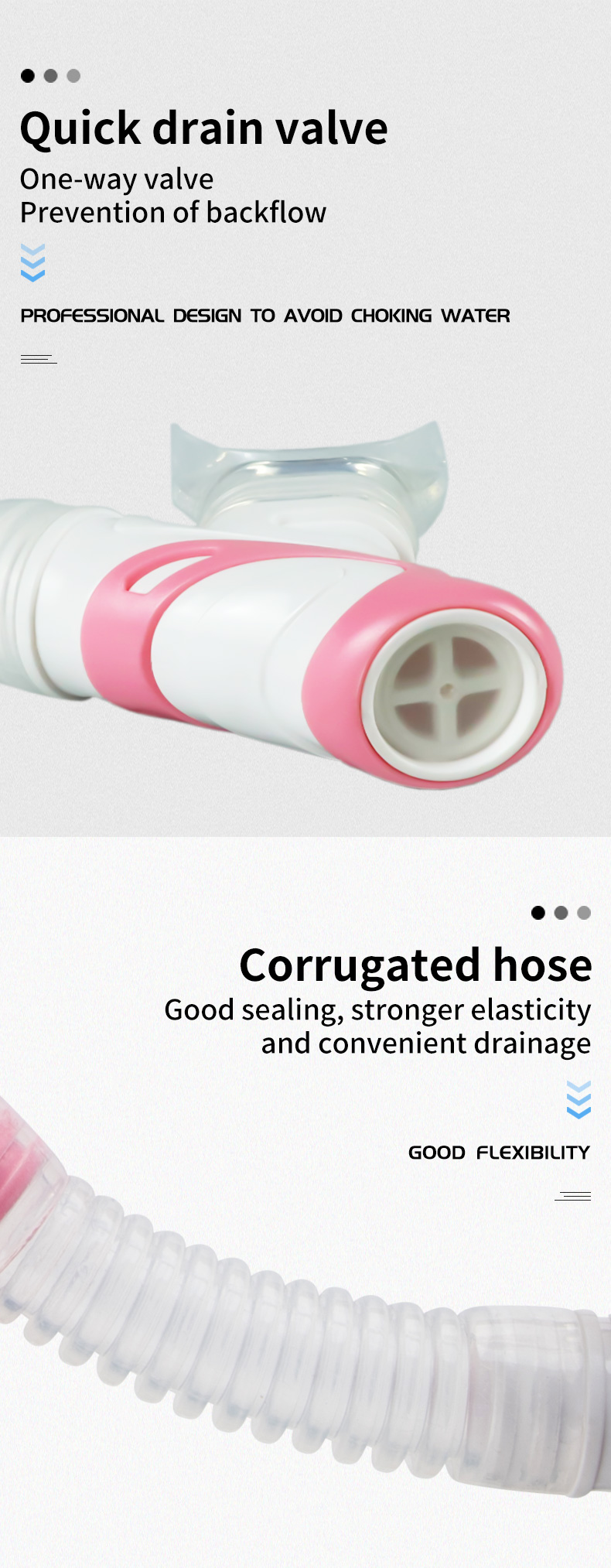 Professional Design Corrugated Hose Silicone Mouthpiece Portable Clasp Breathing Tube Free Diving Scuba Full Dry Diving Snorkel manufacture
