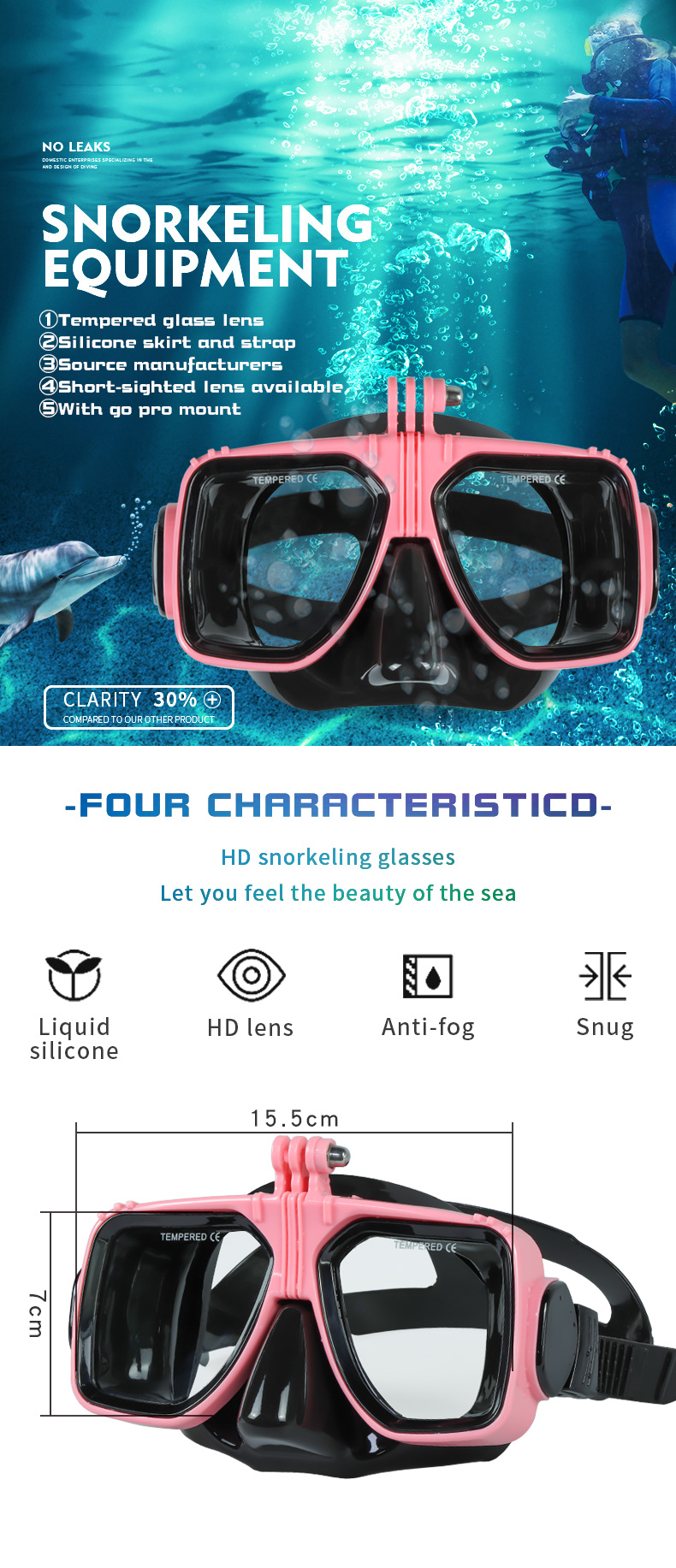 Professional Underwater Diving Mask with GoPro Mount supplier