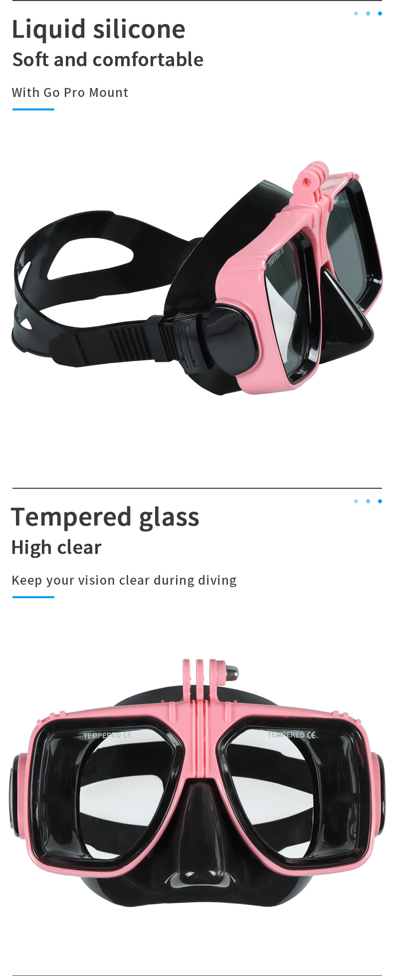 Professional Underwater Diving Mask with GoPro Mount details