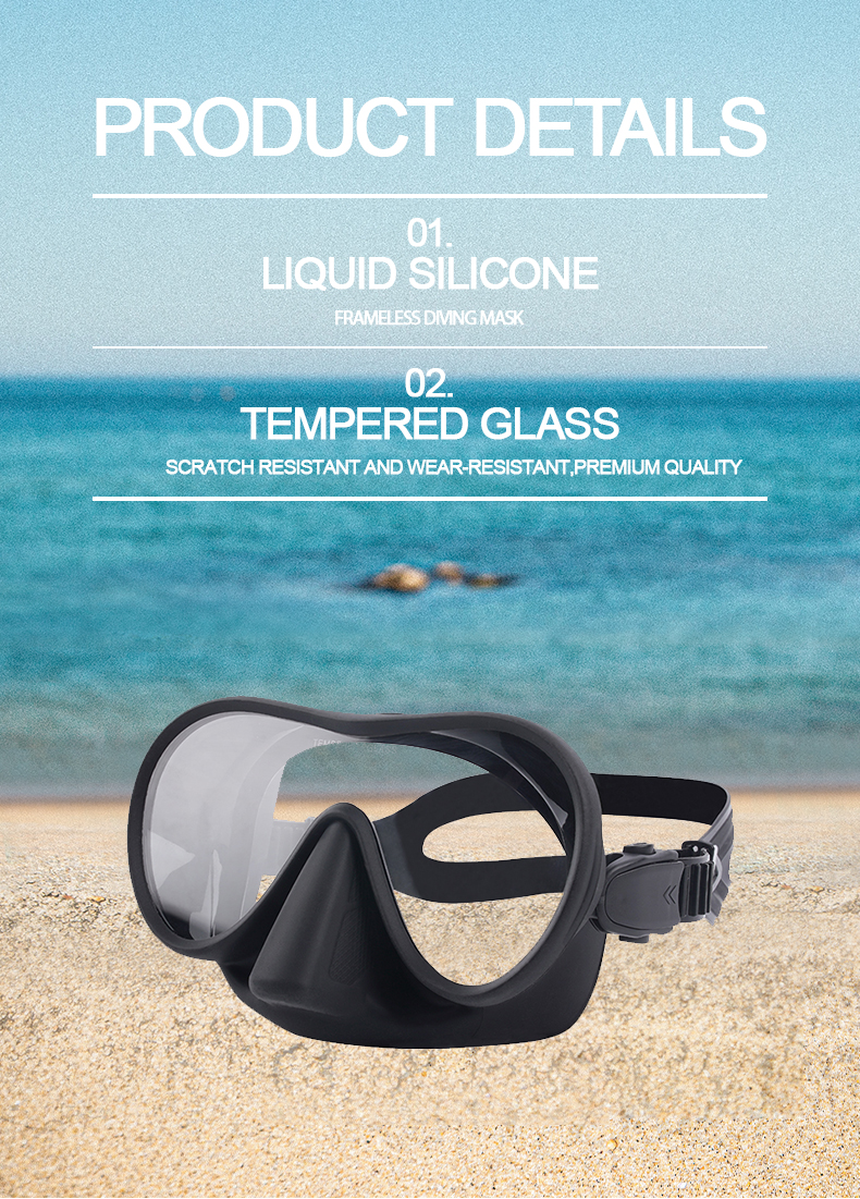New all-inclusive silicone diving goggles solid color single-sided diving mask free diving mask details