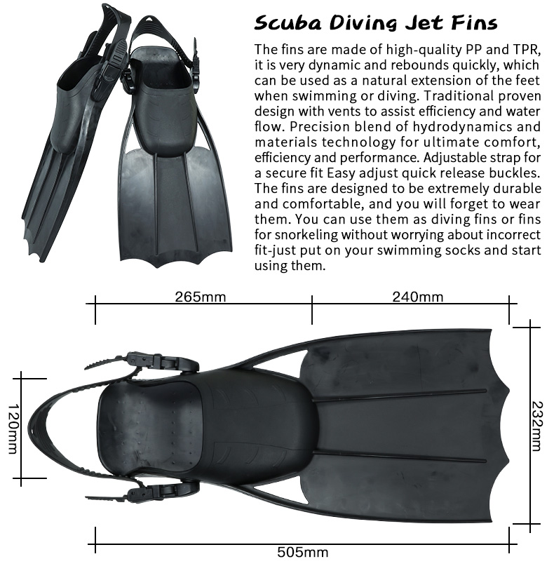 2021Trendy Diving Jet Fins Open Heel Scuba Fins Easy Adjustable Snorkeling Training diving Fins for Adult manufacture