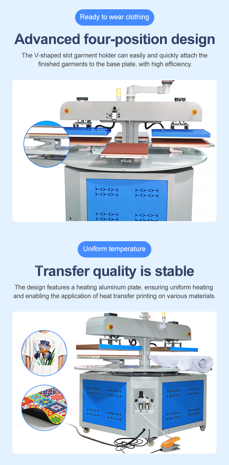 Automatic 4 Station Mechanical Rotary Multicolor Heat Press Machine Industrial Textile Sublimation Clothing T-Shirt supplier