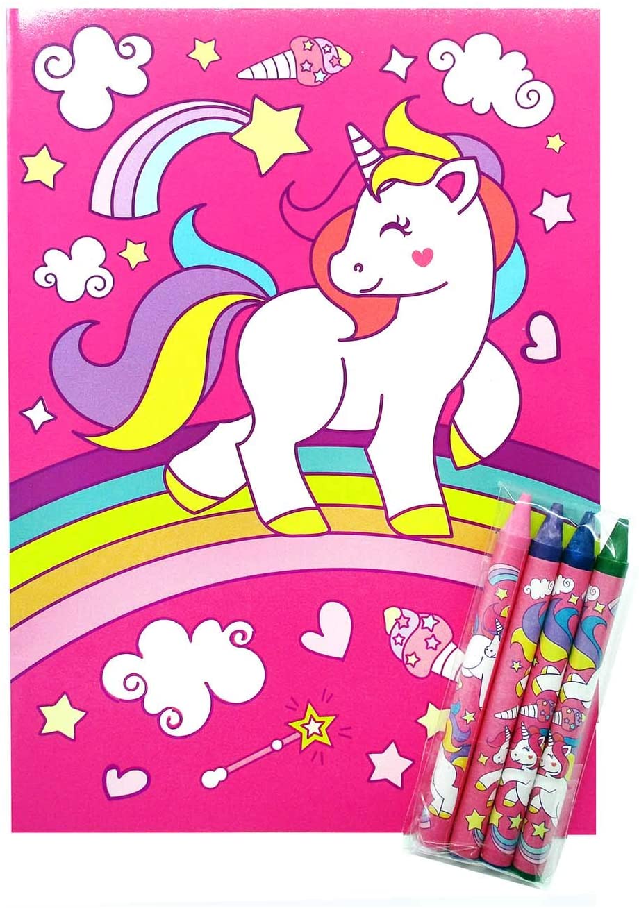 product unicorn coloring books with crayons party favor bag filler party supplies prizes rewards kids school stationery set-7