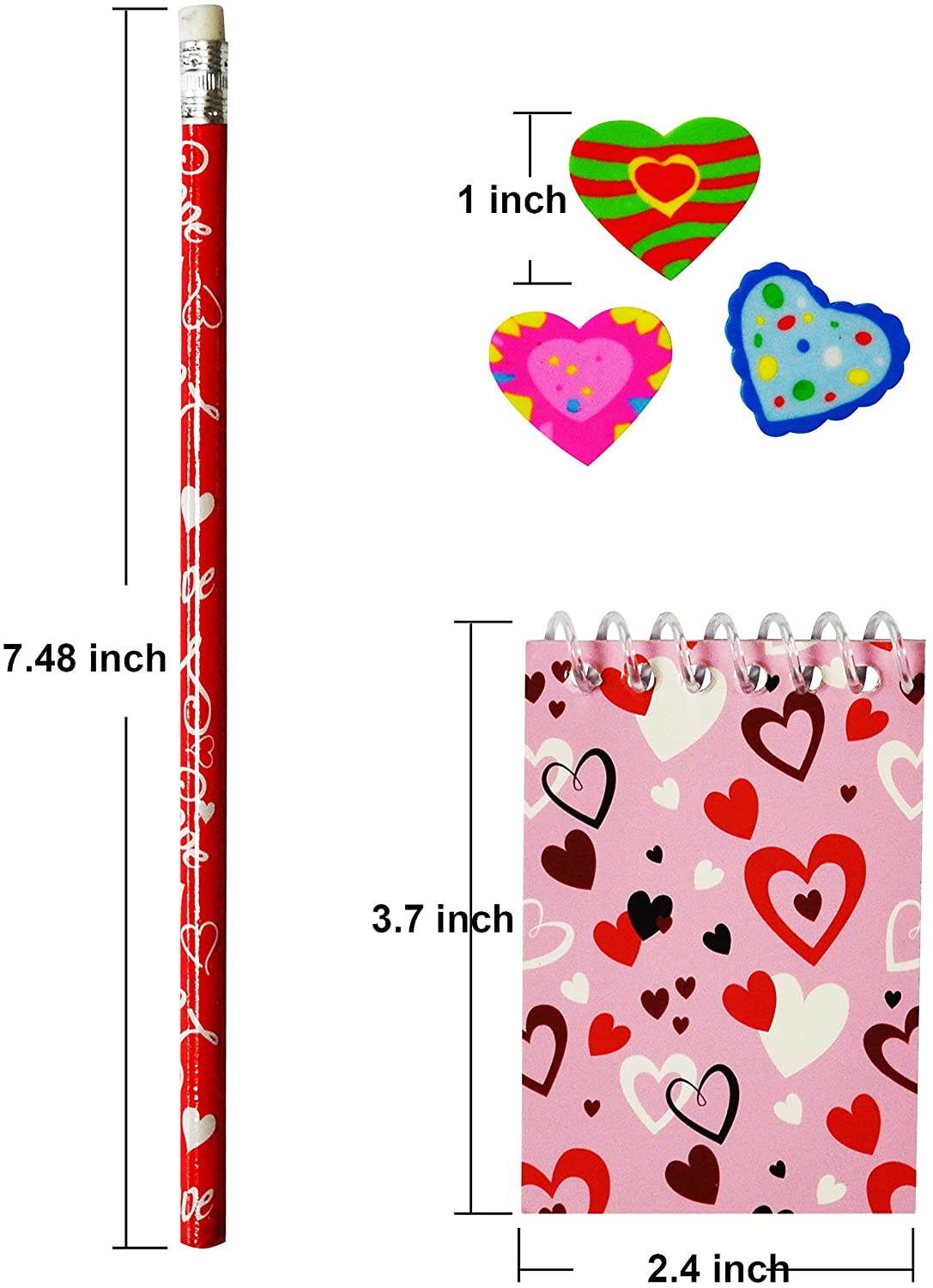 product valentine stationery sets valentine exchange party favor toy valentine themed notepad pencil and eraser set for kids school-6