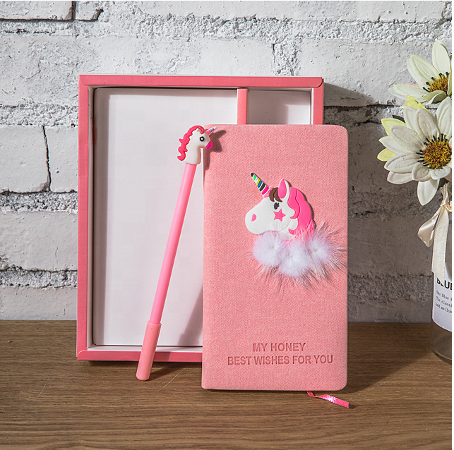 product kid stationery 1018cm cartoon unicorn travel journal paper notebook gift set with pen for girls-5