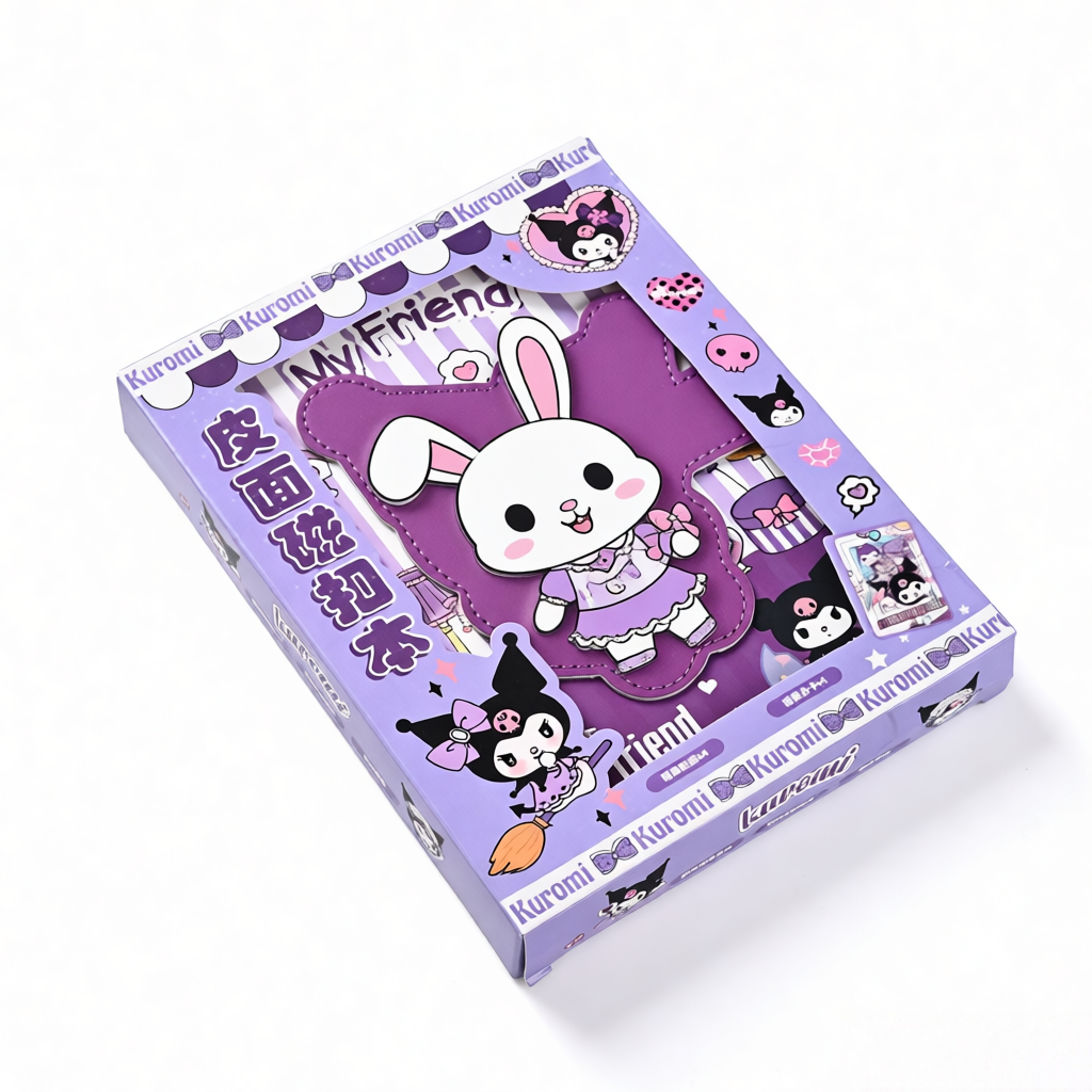 product purple bunny a5 luxury diary notebook with stickers card cute hardcover pu leather cover for girls daily journaling gift-10