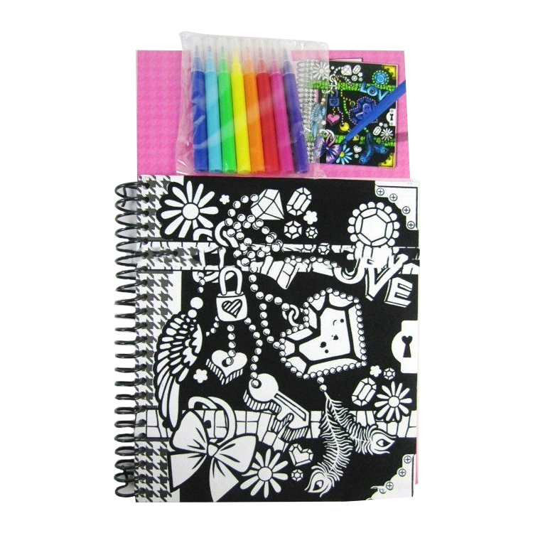 product a5 other educational toys stationery set spiral drawing book with color pen-4