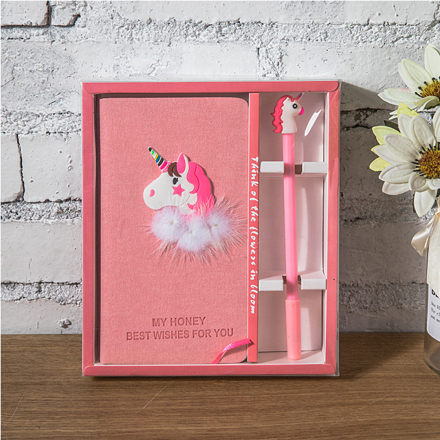 product kid stationery 1018cm cartoon unicorn travel journal paper notebook gift set with pen for girls-4