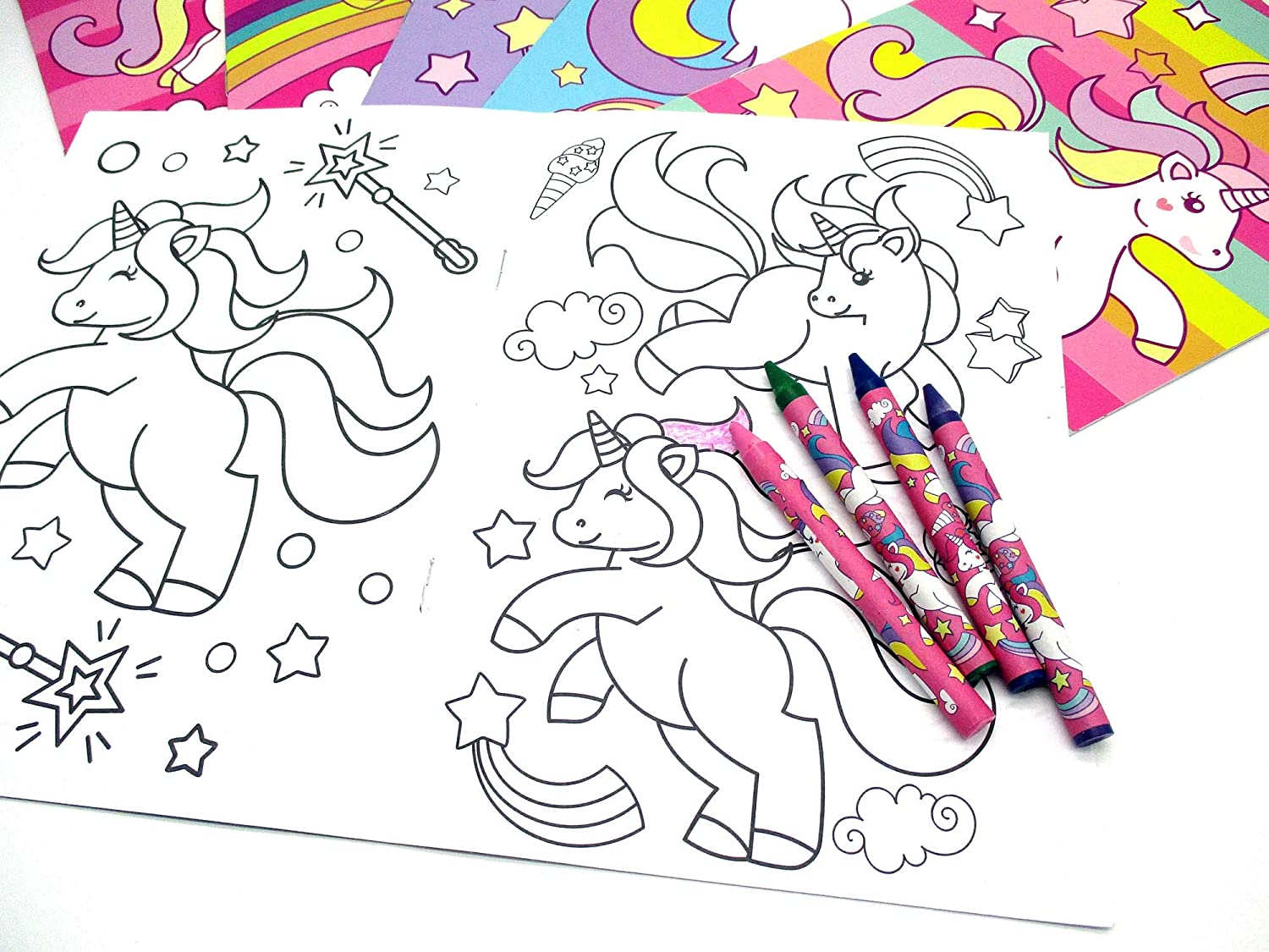 product unicorn coloring books with crayons party favor bag filler party supplies prizes rewards kids school stationery set-5