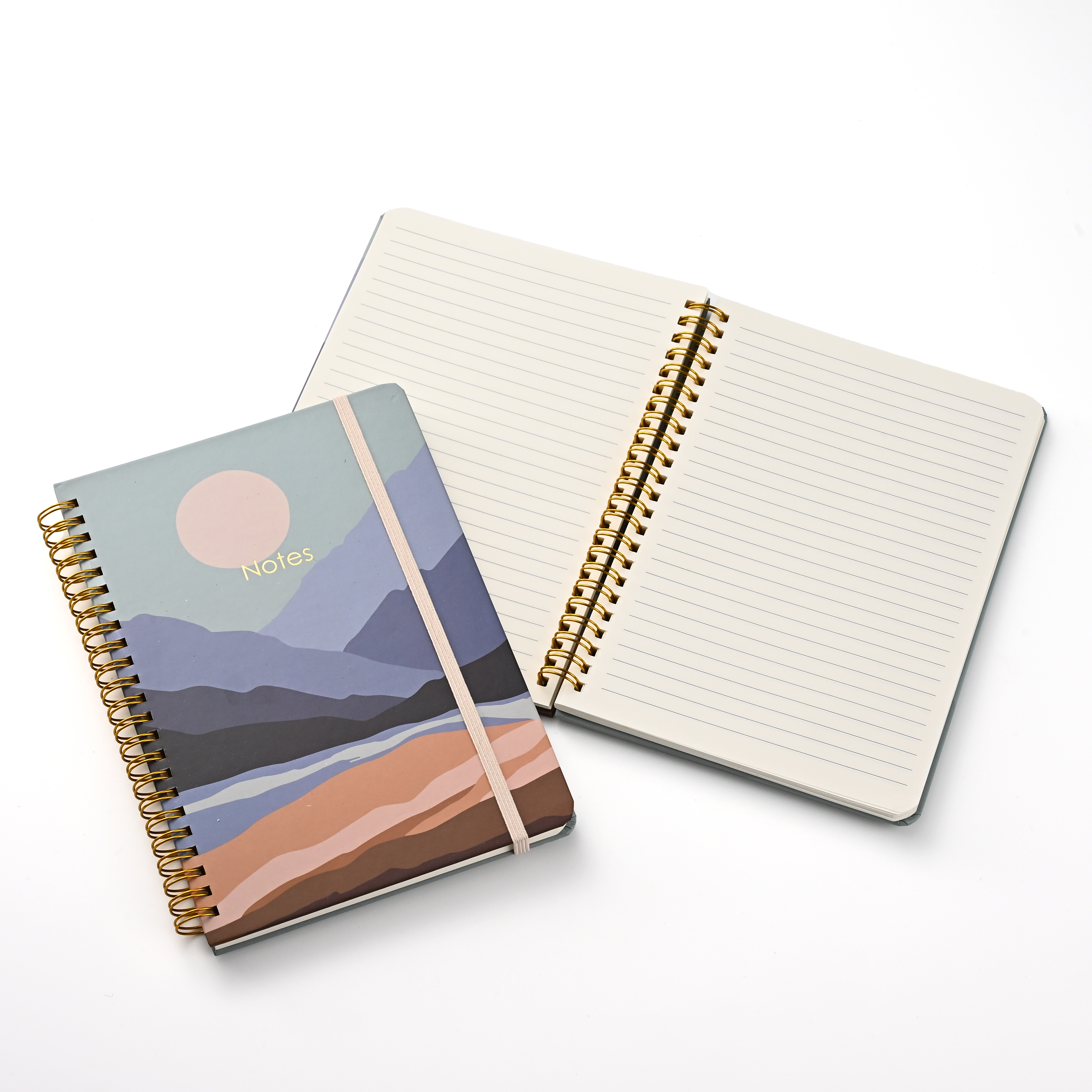 product landscape print hardcover a5 journal notebook planner for travel office use with pink elastic band gift-11
