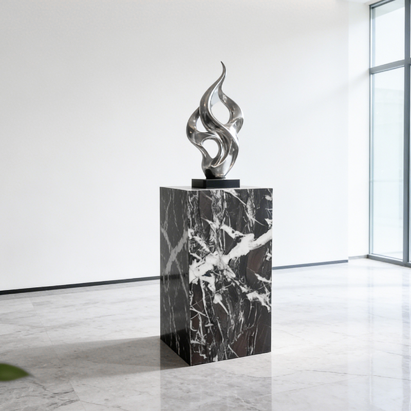 Luxury Modern Black White Marble Display Pedestal Sculpture Vase Art Decoration Stand Solid Stone Home Hotel Gallery factory