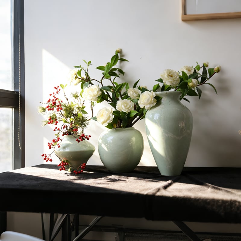 Elegant Natural Marble Flower Vase Set for Home Decoration - Handcrafted Stone Vases for Living Room Entryway Office Hotel manufacture