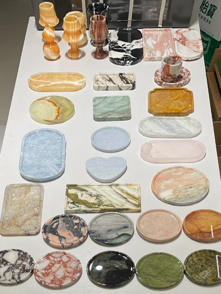 product quiet style light luxury natural cave stone tray for home decor creative jewelry aromatherapy storage desktop ornaments-13