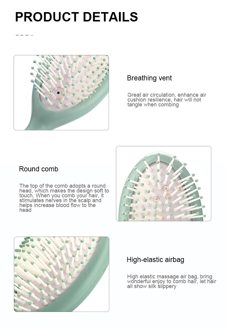 Household Customized Plastic Massage Comb Soft Round Hairdressing Comb Makeup Bath Air Cushion Comb factory