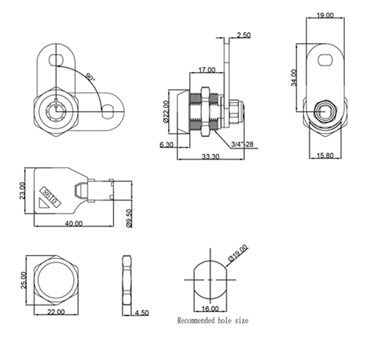 JK500 19mm Arcade Storage Lock Mailbox Locks 5/8" Tubular Cam Lock for Coin Operated Arcade Game Machines details