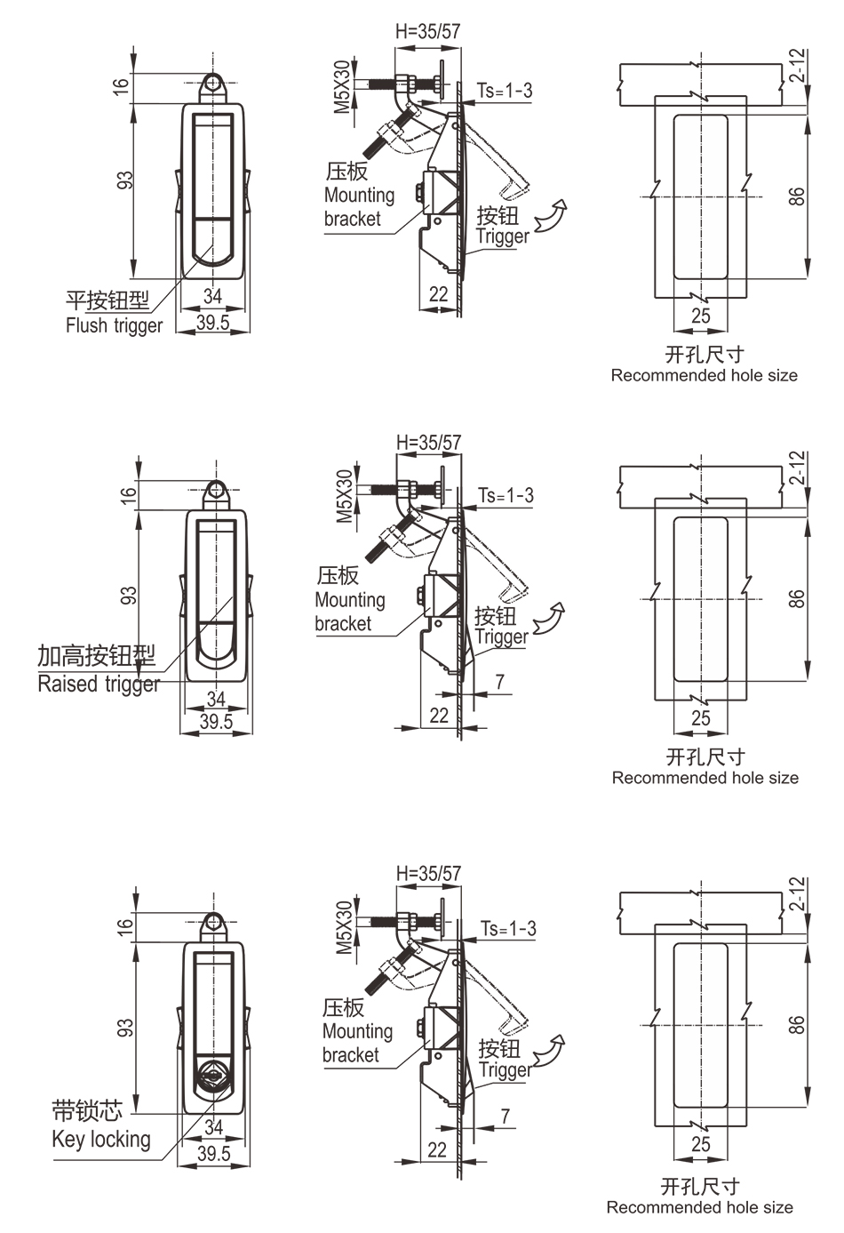 product pm242 industrial lock supplier zinc alloy sealed lever latches compression degree plane lock for auto cabinet-8