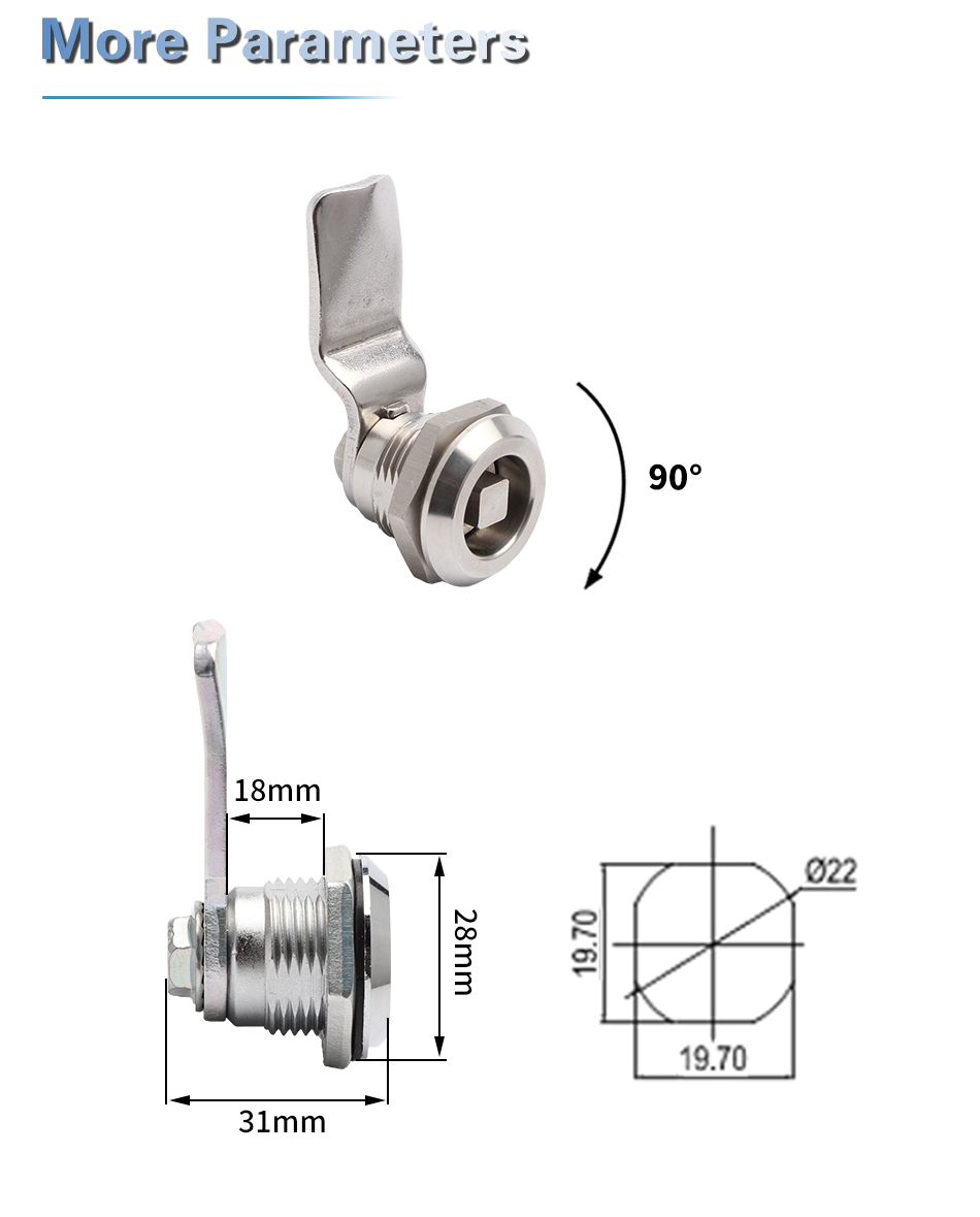 JK603 Different Shape Zinc Alloy Lock Cylinder Quarter Turn Cam Lock High Safe Industrial Cabinet Lock details