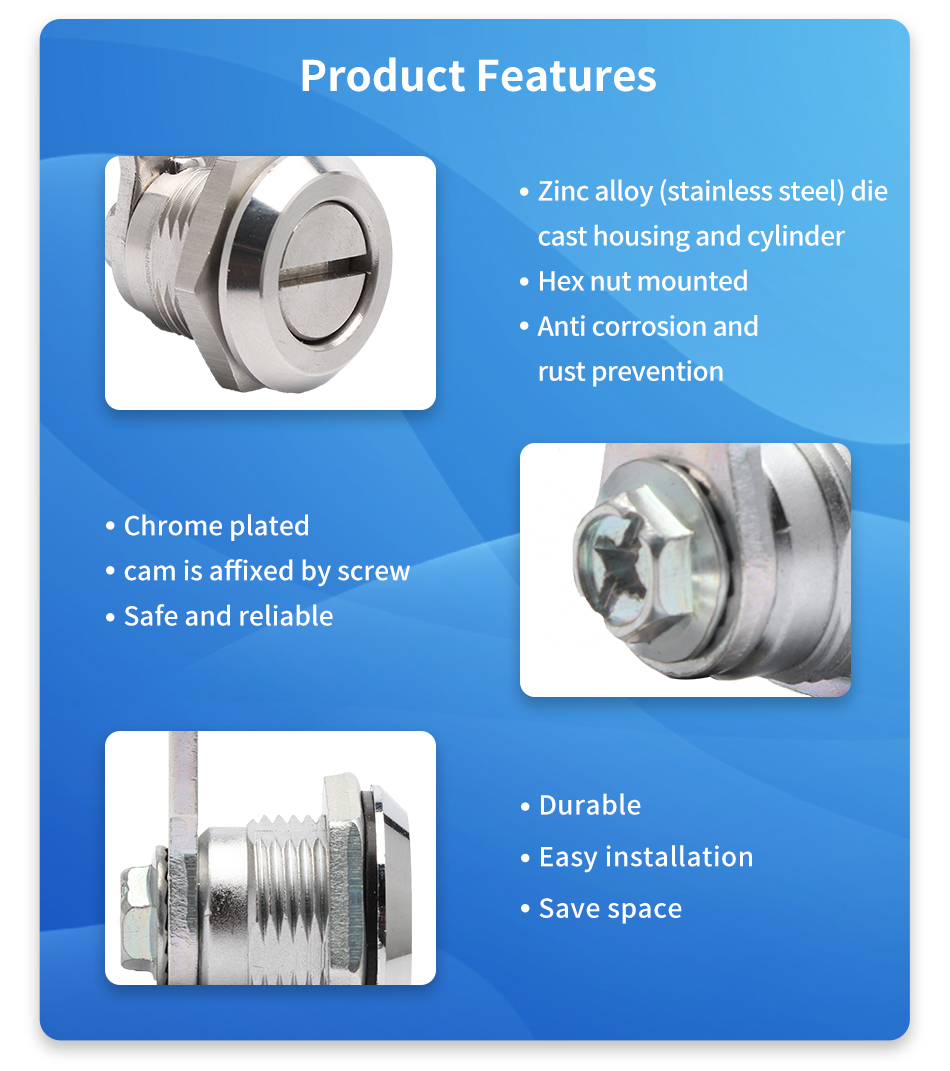 JK603 Different Shape Zinc Alloy Lock Cylinder Quarter Turn Cam Lock High Safe Industrial Cabinet Lock factory